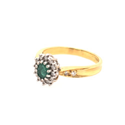 Pre Owned 18ct Emerald and Diamond Cluster Ring ZV864